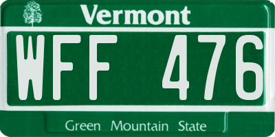 VT license plate WFF476