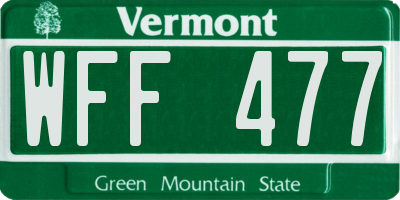 VT license plate WFF477
