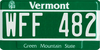 VT license plate WFF482