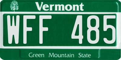 VT license plate WFF485