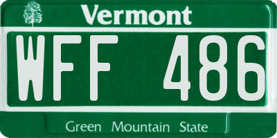 VT license plate WFF486
