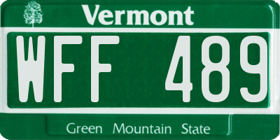 VT license plate WFF489