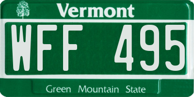 VT license plate WFF495