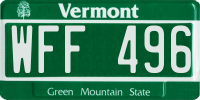 VT license plate WFF496