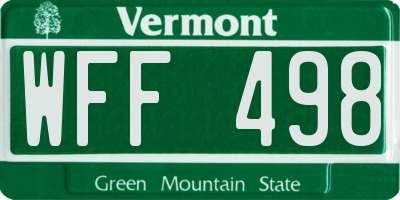 VT license plate WFF498