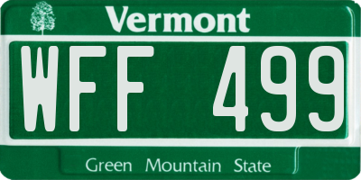 VT license plate WFF499