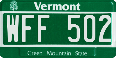 VT license plate WFF502