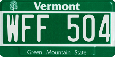 VT license plate WFF504