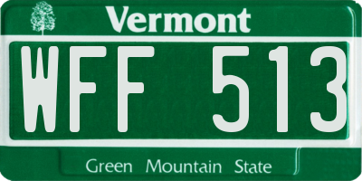 VT license plate WFF513