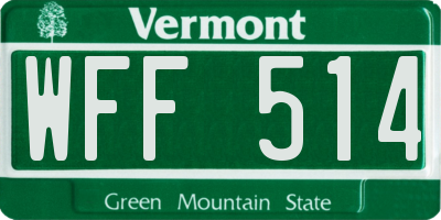 VT license plate WFF514