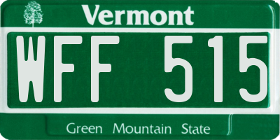 VT license plate WFF515