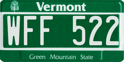 VT license plate WFF522