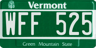 VT license plate WFF525