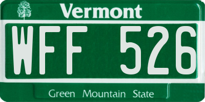 VT license plate WFF526