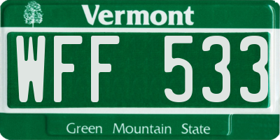 VT license plate WFF533