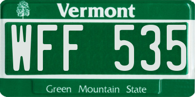VT license plate WFF535