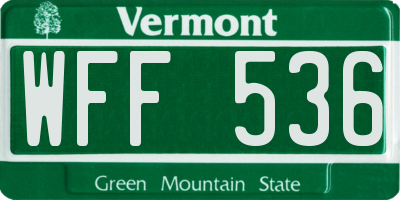 VT license plate WFF536