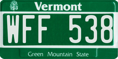 VT license plate WFF538