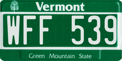 VT license plate WFF539