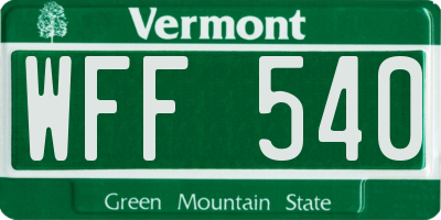 VT license plate WFF540