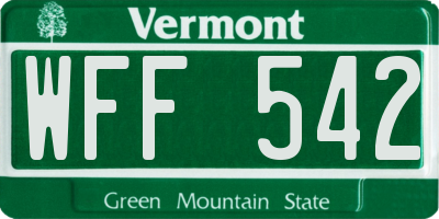 VT license plate WFF542