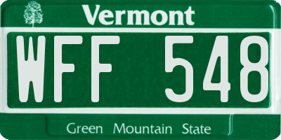 VT license plate WFF548