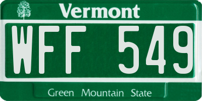 VT license plate WFF549