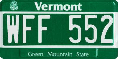 VT license plate WFF552