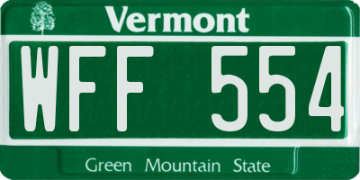 VT license plate WFF554