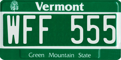 VT license plate WFF555