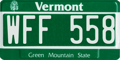VT license plate WFF558