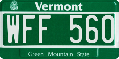 VT license plate WFF560