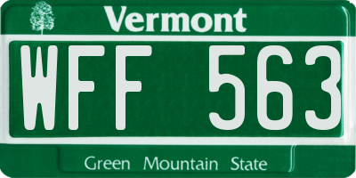 VT license plate WFF563