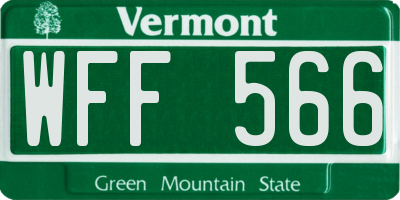 VT license plate WFF566