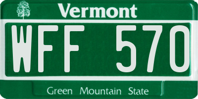 VT license plate WFF570