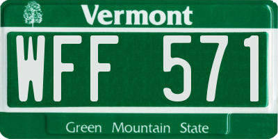 VT license plate WFF571