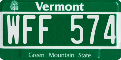 VT license plate WFF574