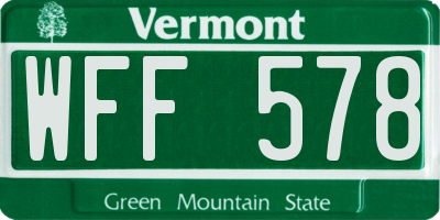 VT license plate WFF578