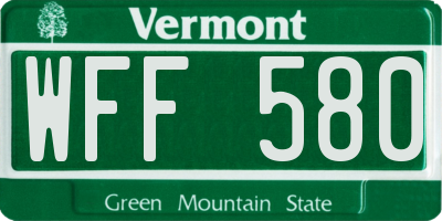 VT license plate WFF580