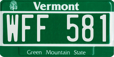 VT license plate WFF581