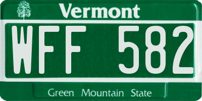 VT license plate WFF582