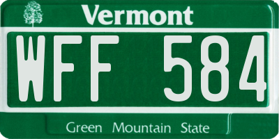 VT license plate WFF584