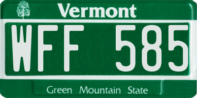 VT license plate WFF585