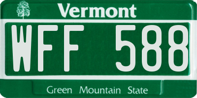 VT license plate WFF588