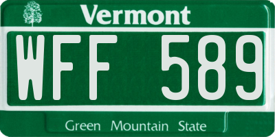 VT license plate WFF589