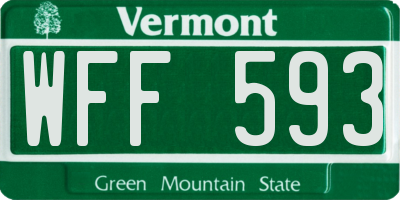 VT license plate WFF593