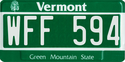 VT license plate WFF594