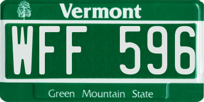 VT license plate WFF596