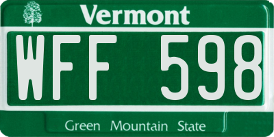 VT license plate WFF598