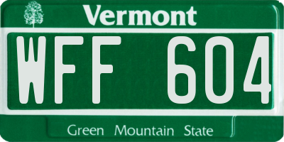 VT license plate WFF604